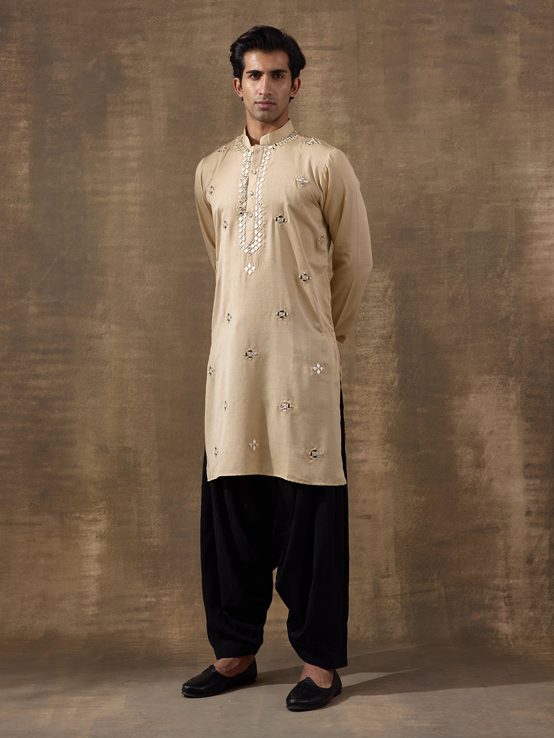 Balanced Beige Mirrored Men's Kurta