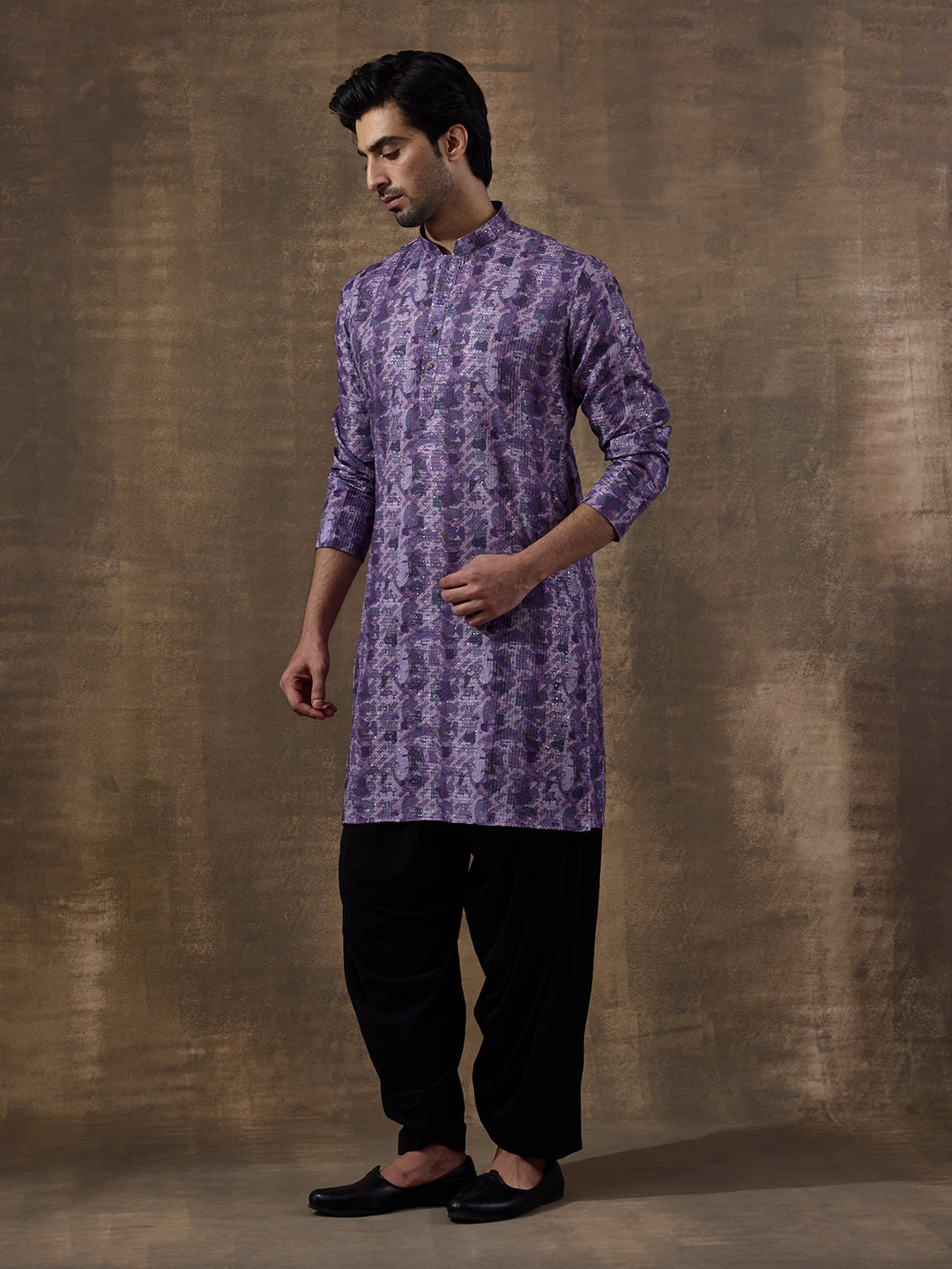 Passionate Purple Abstract Printed Men's Kurta