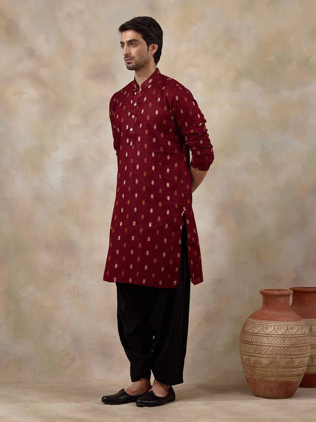 Traditional Maroon Ethnic Men's Kurta