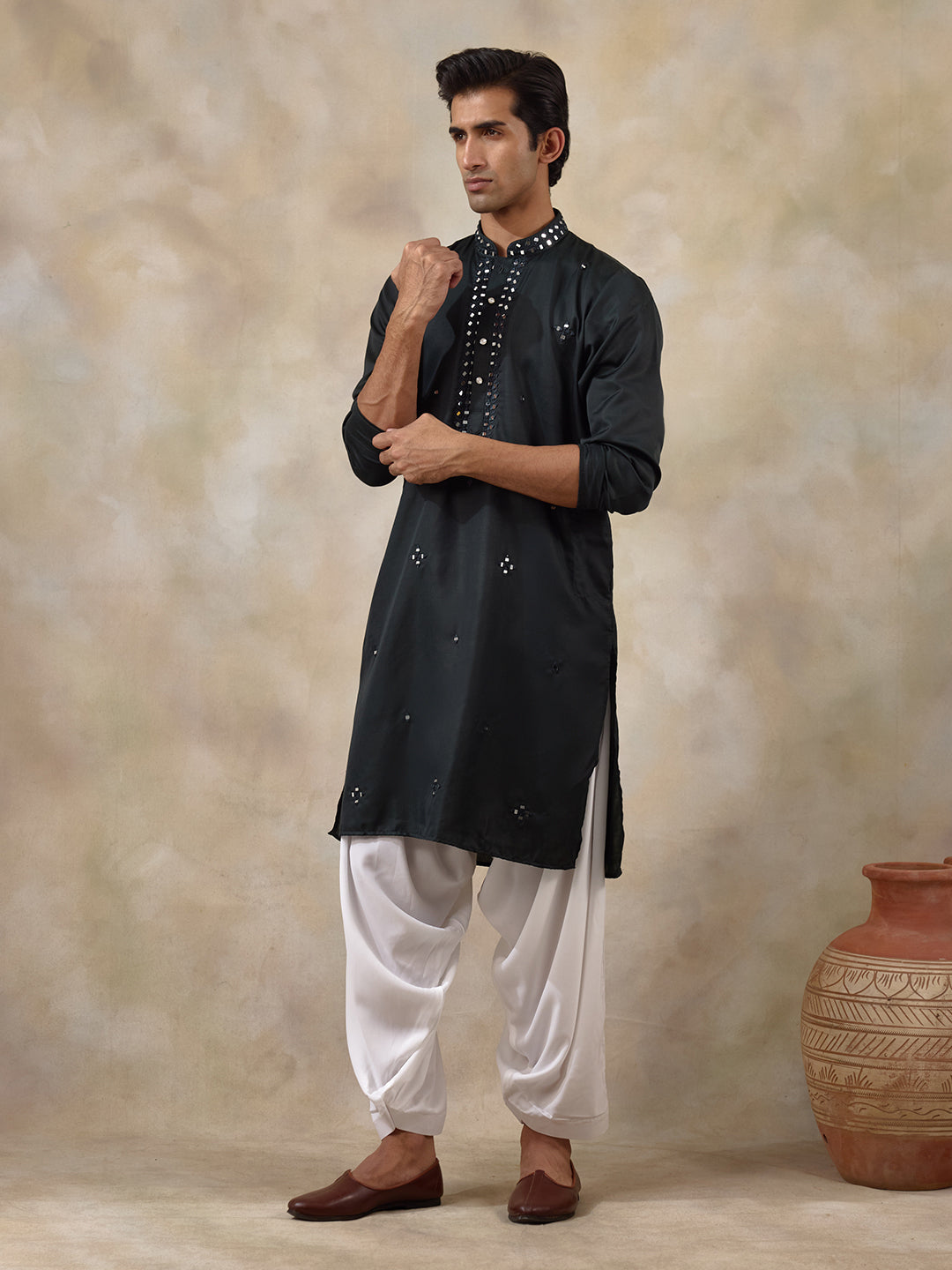 Deep Green Mirror's Men's Kurta