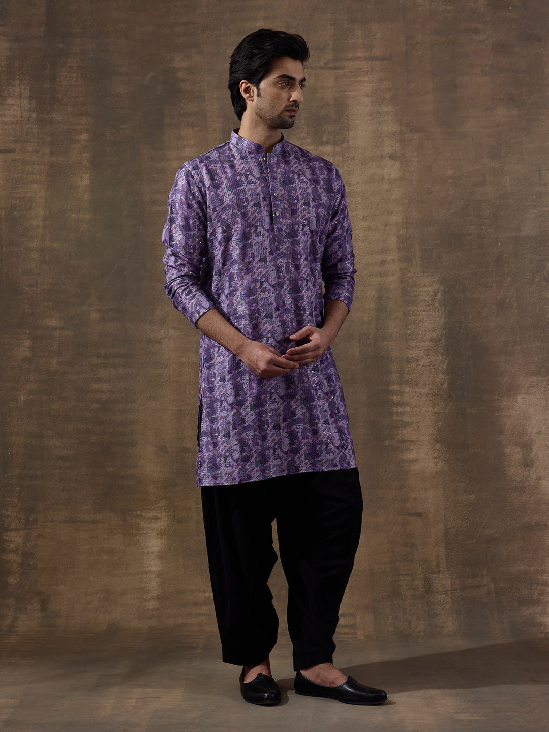 Passionate Purple Abstract Printed Men's Kurta