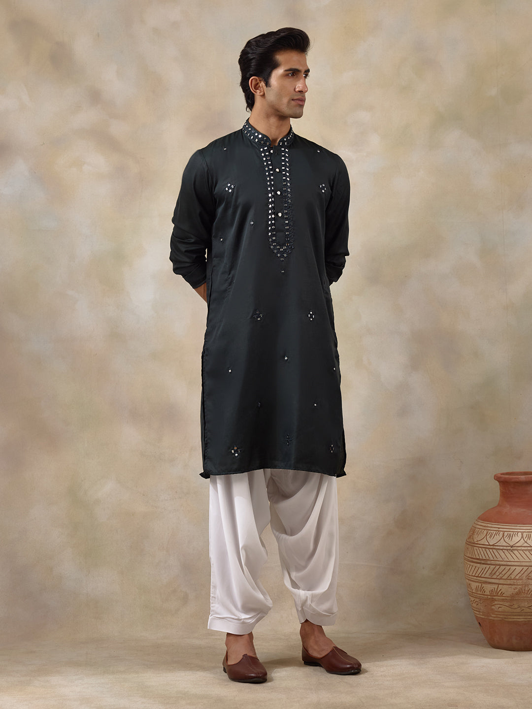 Deep Green Mirror's Men's Kurta