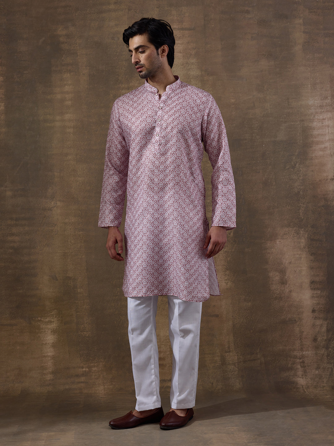 Sky Blue Ethnic Motifs Printed Men's Kurta