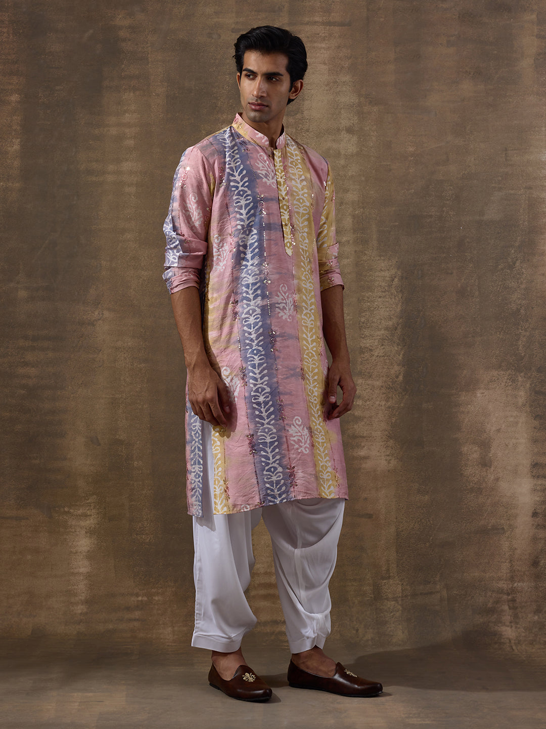Vibrant Pink Batik Printed Men's Kurta