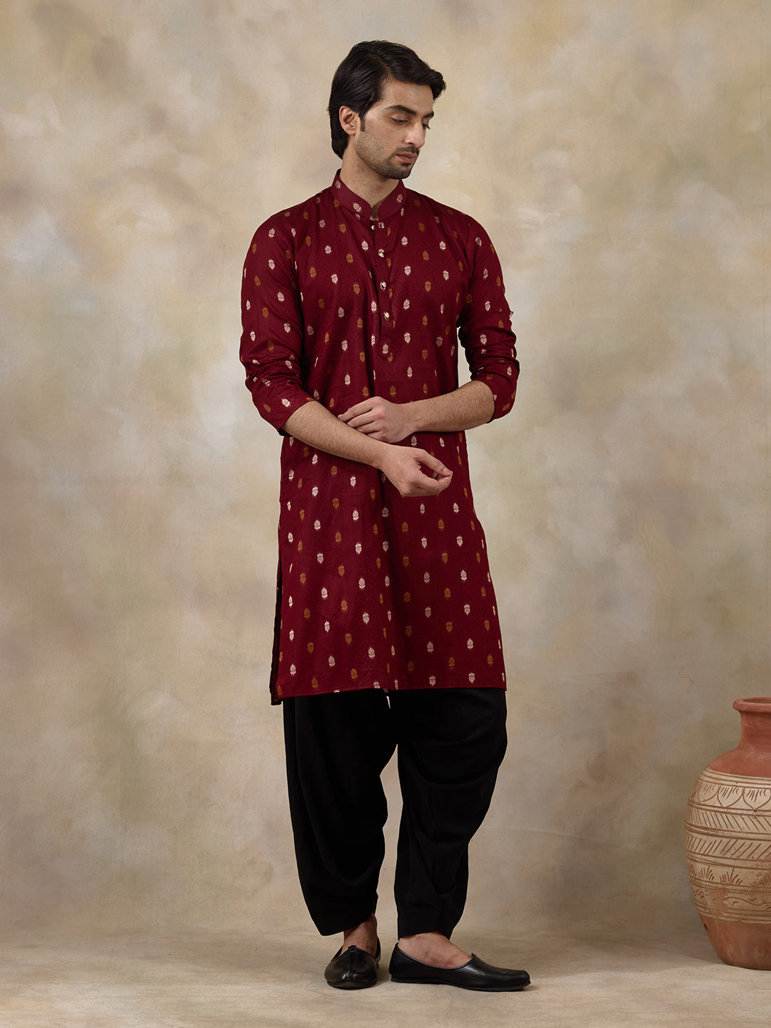 Traditional Maroon Ethnic Men's Kurta