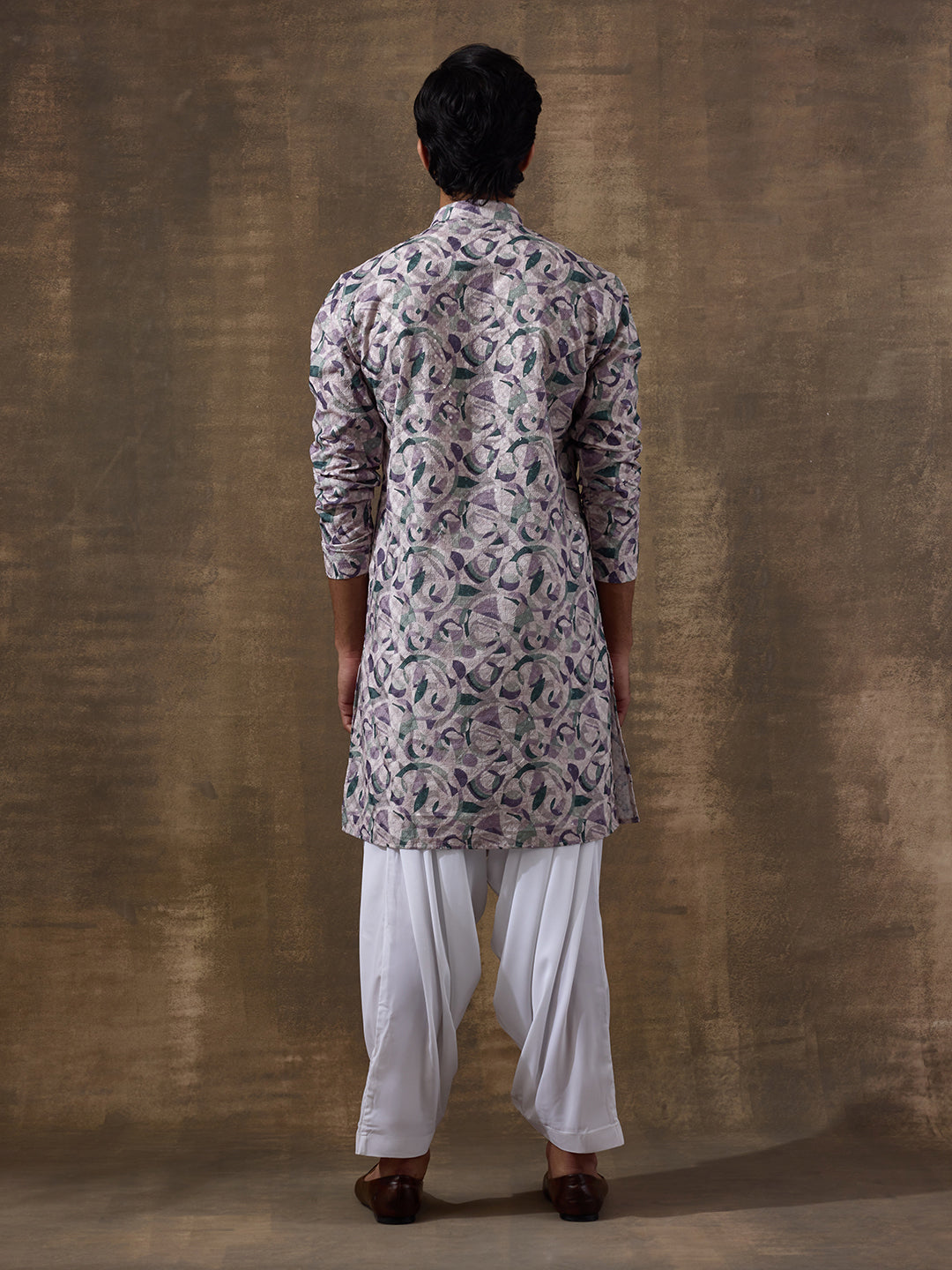 Lively Lilac Absract Printed Men's Kurta