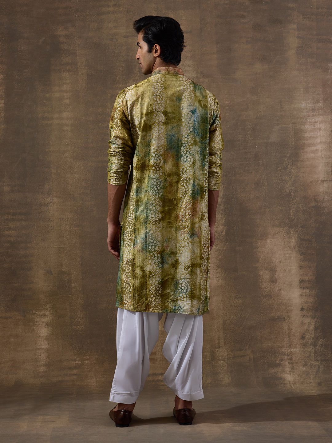 Mehendi Green Batik Printed Men's Kurta