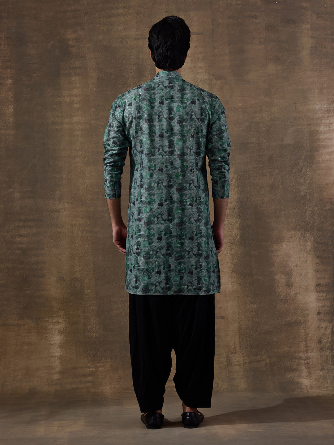 Graceful Green Abstract Printed Men's Kurta