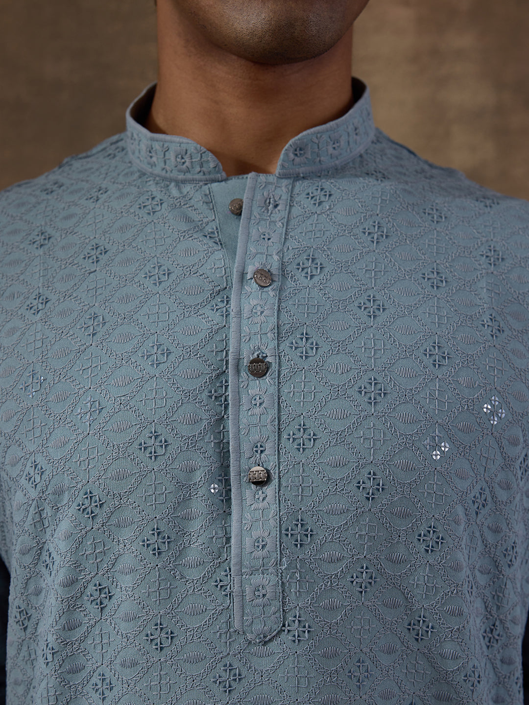 Pastel Blue Chikankari Men's Kurta