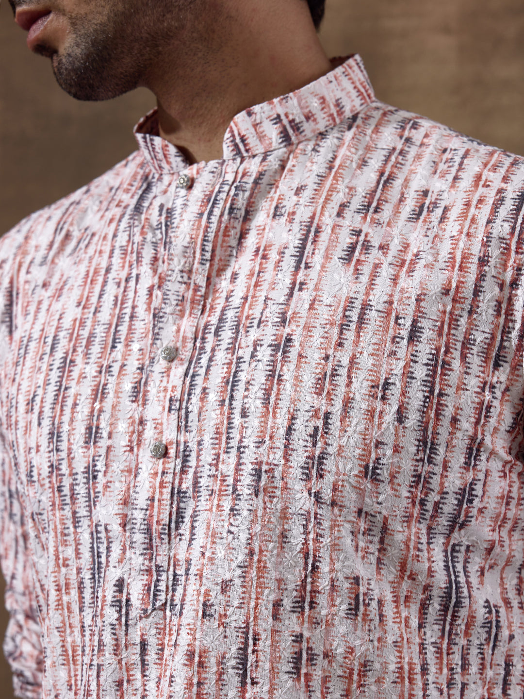 Rustic Black Jazzy Striped Printed Men's Kurta