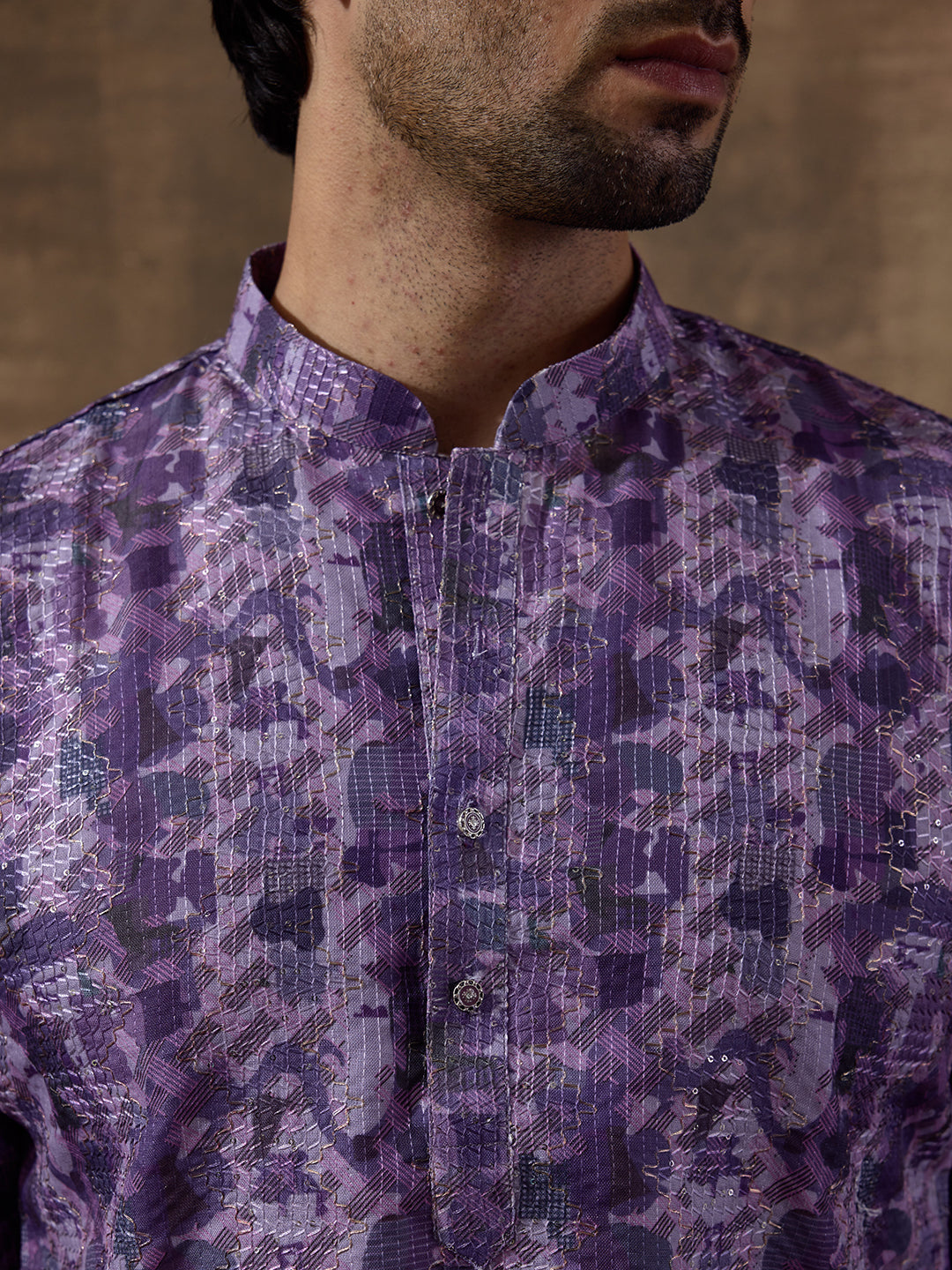 Passionate Purple Abstract Printed Men's Kurta