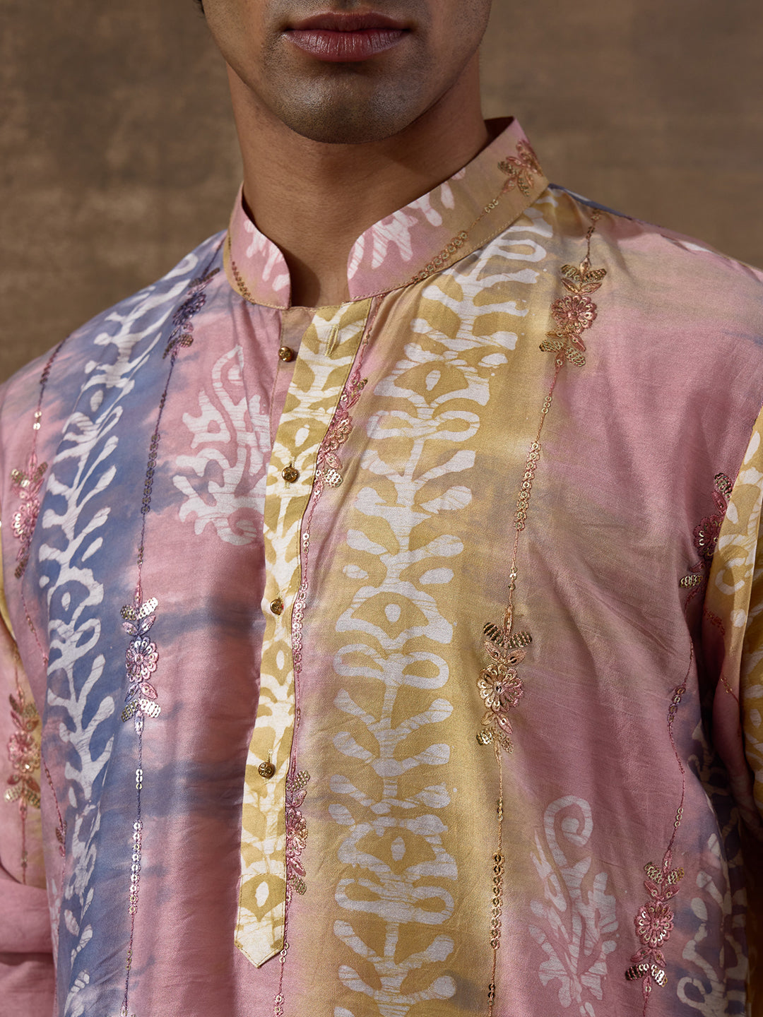 Vibrant Pink Batik Printed Men's Kurta