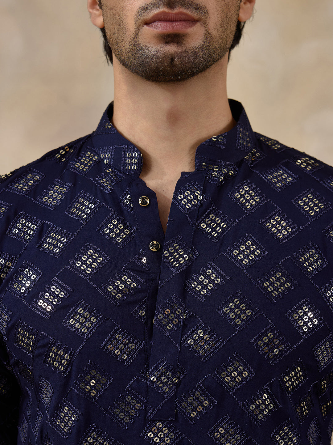 Regal Blue Embellished Men's Kurta
