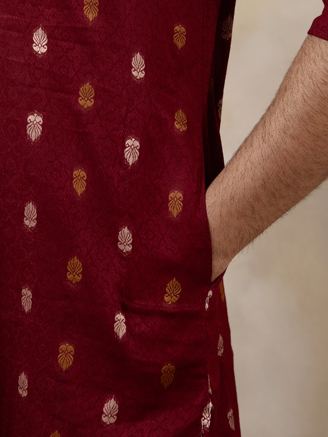 Traditional Maroon Ethnic Men's Kurta