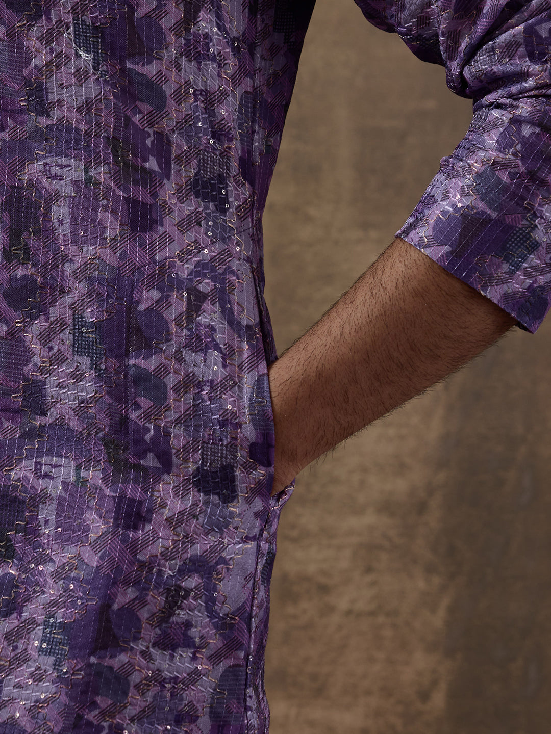Passionate Purple Abstract Printed Men's Kurta