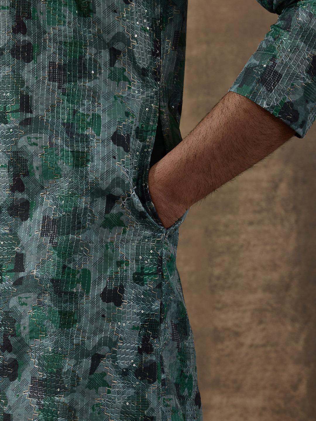 Graceful Green Abstract Printed Men's Kurta