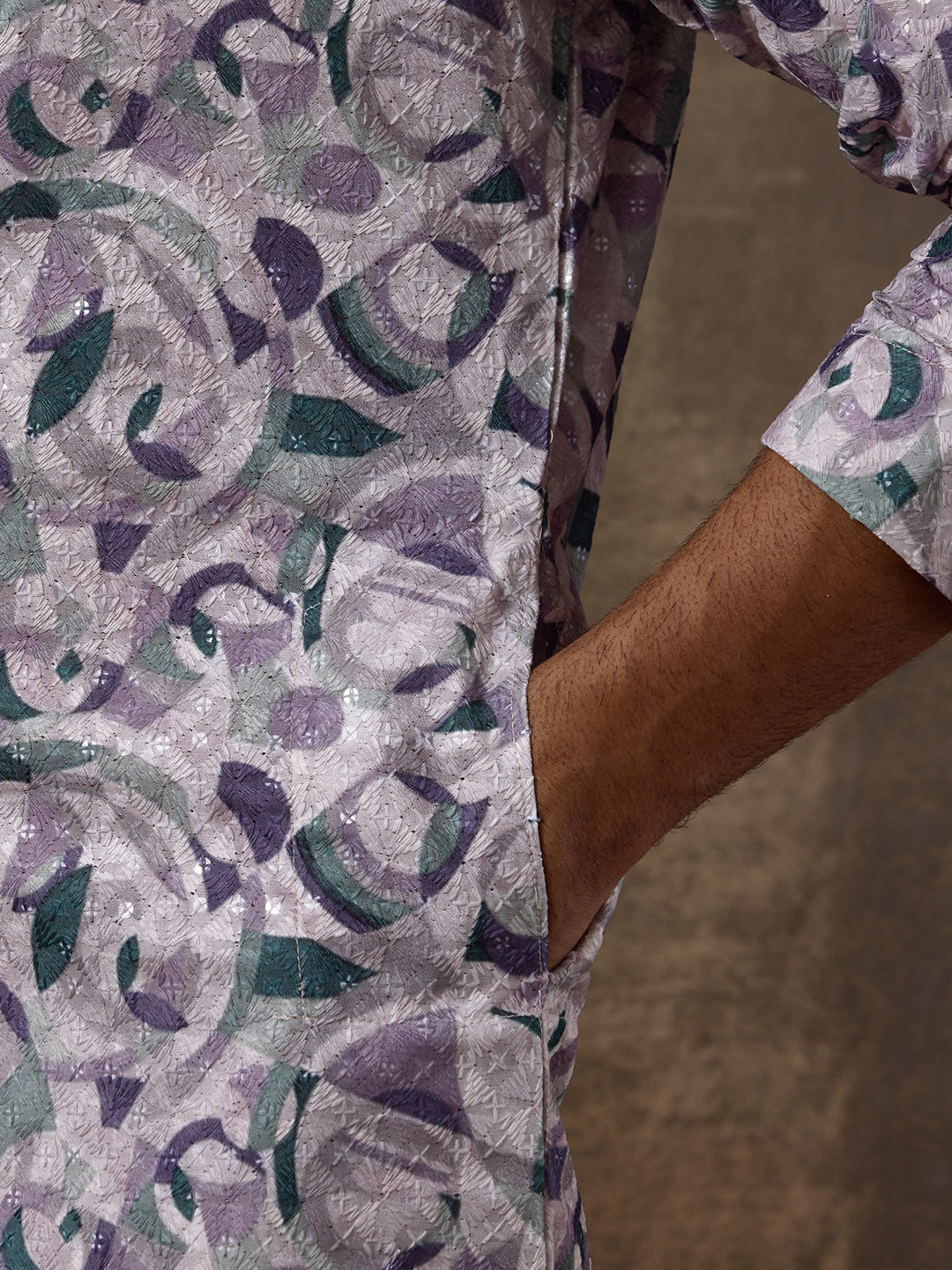 Lively Lilac Absract Printed Men's Kurta