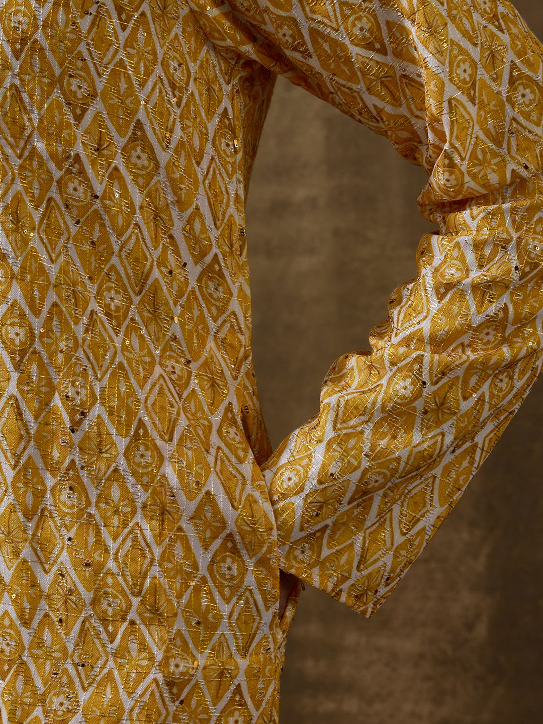 Sunshine Yellow Geometric Printed Men's Kurta