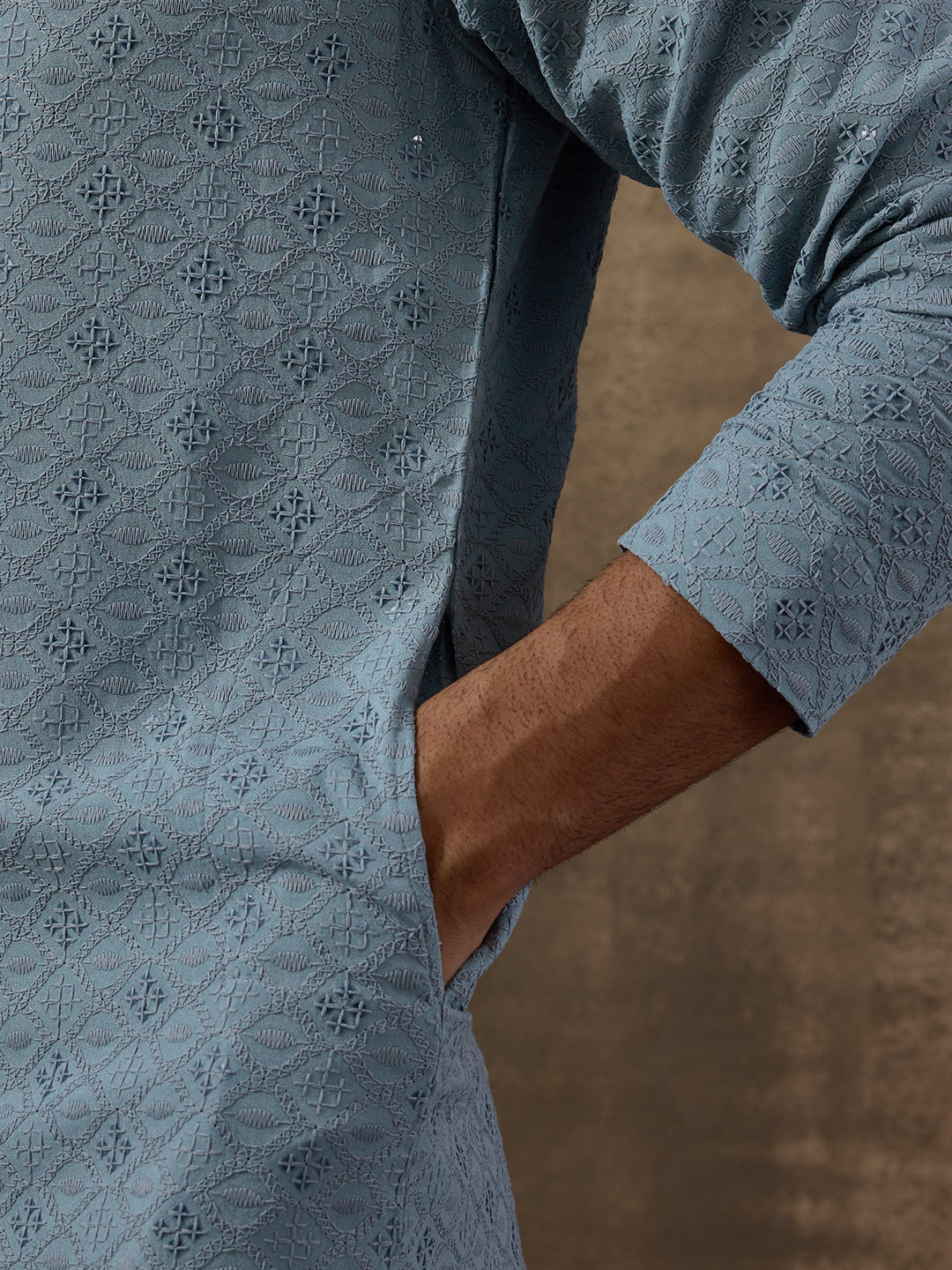 Pastel Blue Chikankari Men's Kurta