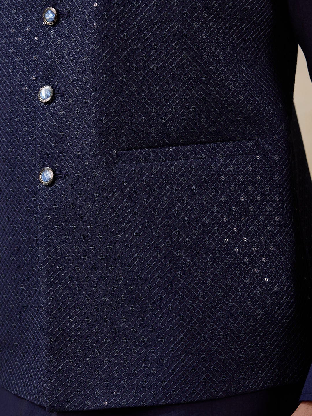 Royal Blue Sequinned Men's Kurta Set