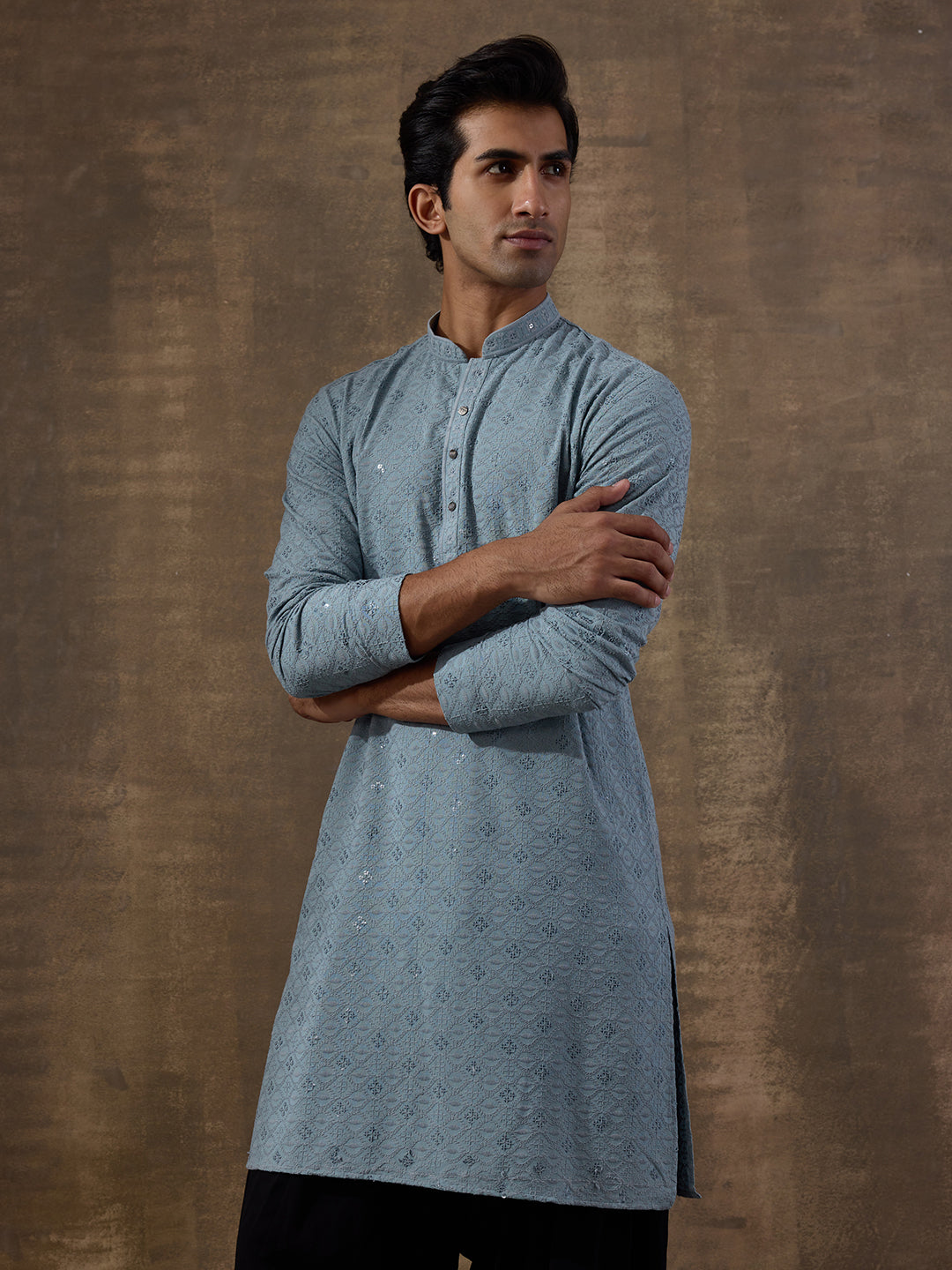 Pastel Blue Chikankari Men's Kurta