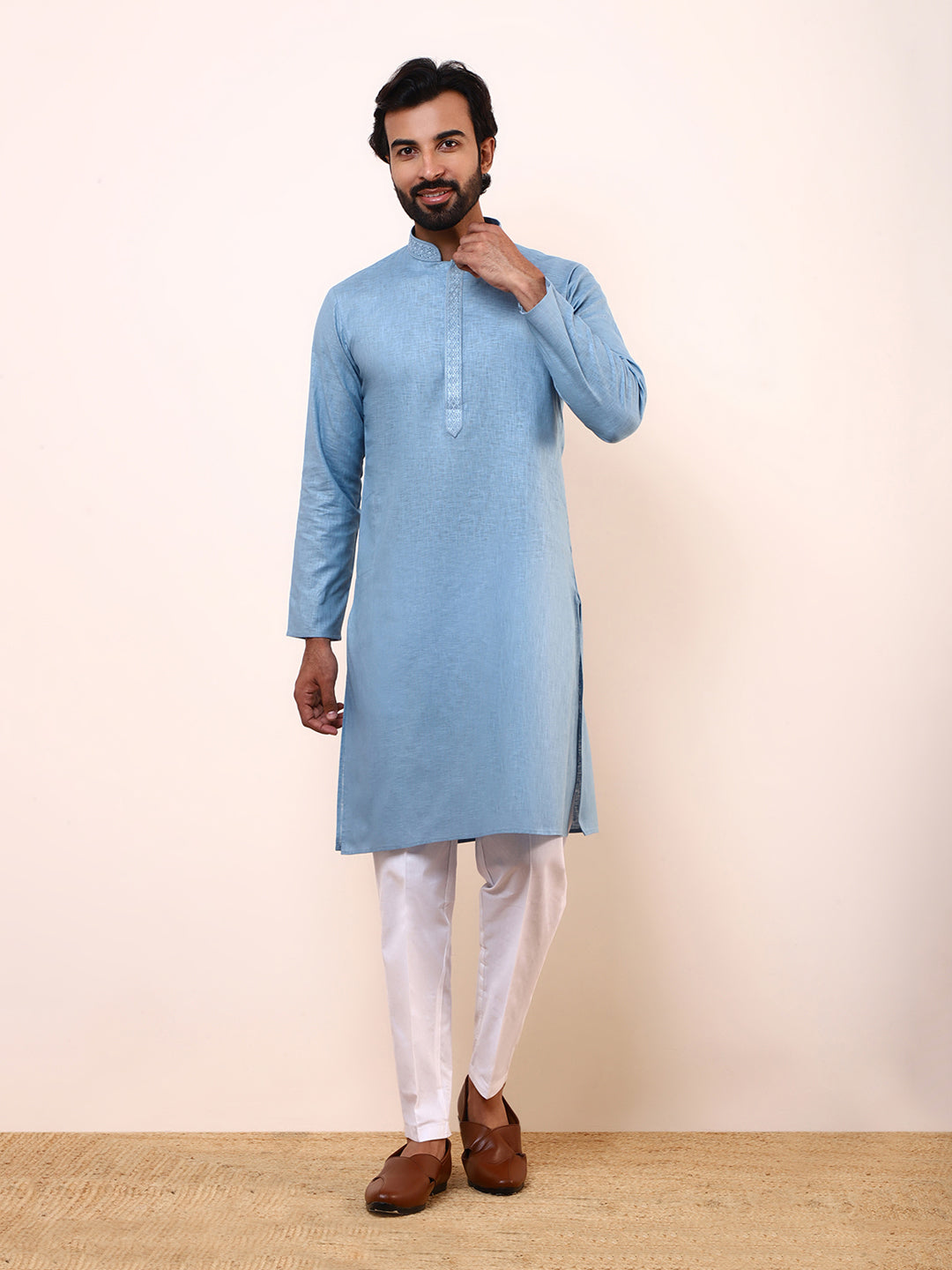 Celestial Blue Linen Men’s Kurta