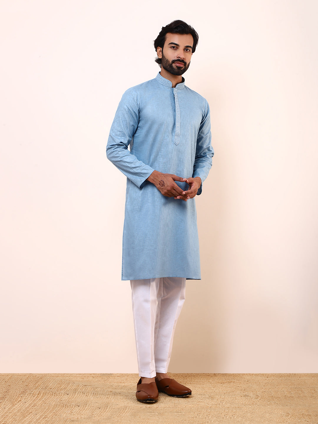 Celestial Blue Linen Men’s Kurta