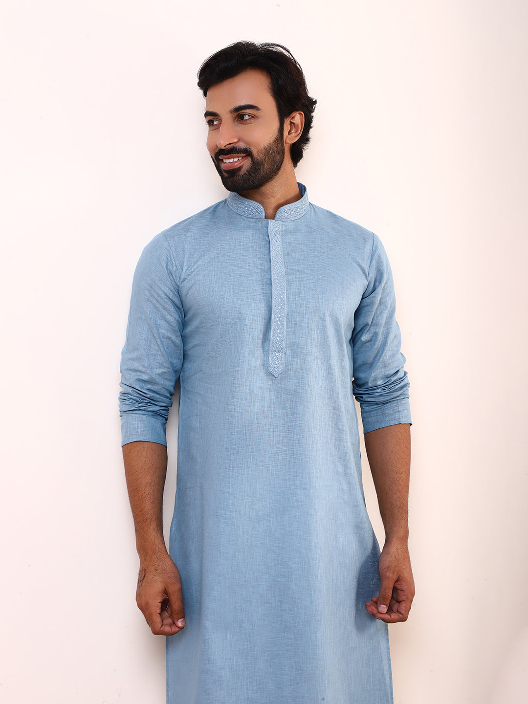 Celestial Blue Linen Men’s Kurta