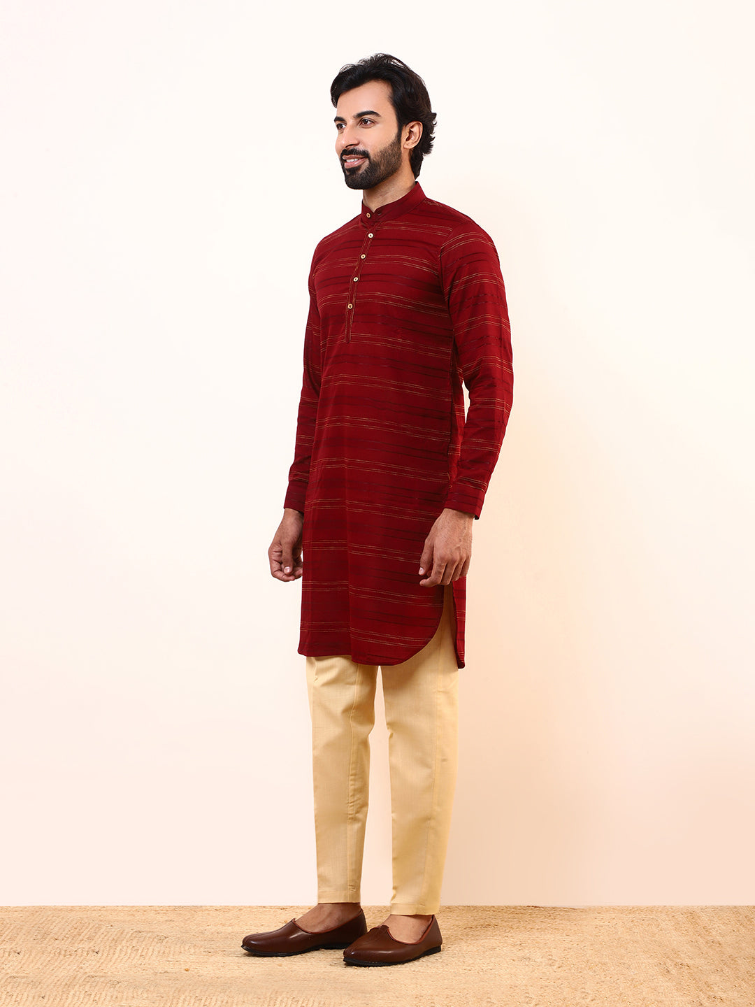 Deep Maroon Solid Men’s Kurta