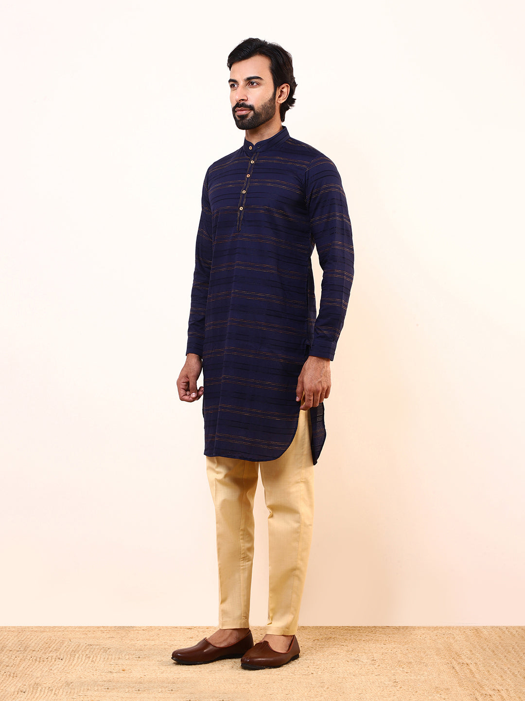 Navy Blue Solid Men’s Kurta