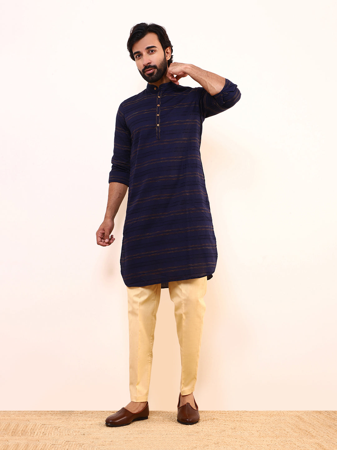 Navy Blue Solid Men’s Kurta