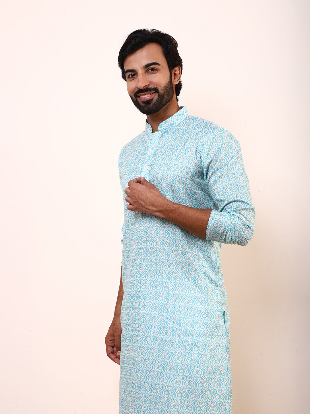 Peacock Patterned Printed Men’s Kurta