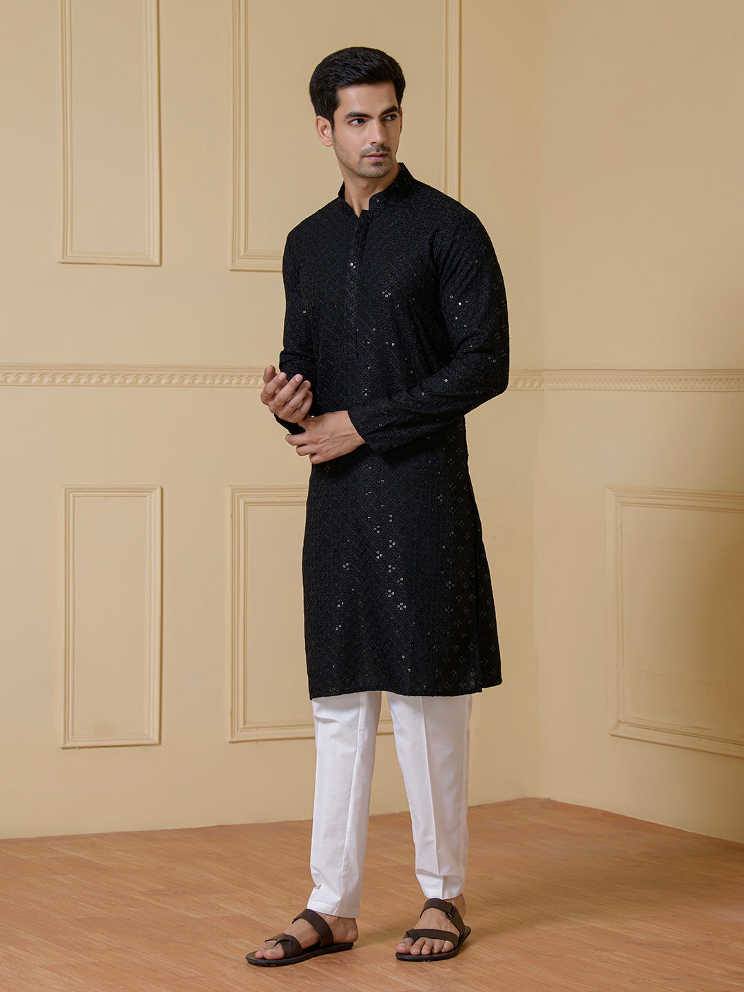 Midnight Black Chikankari Men’s Kurta