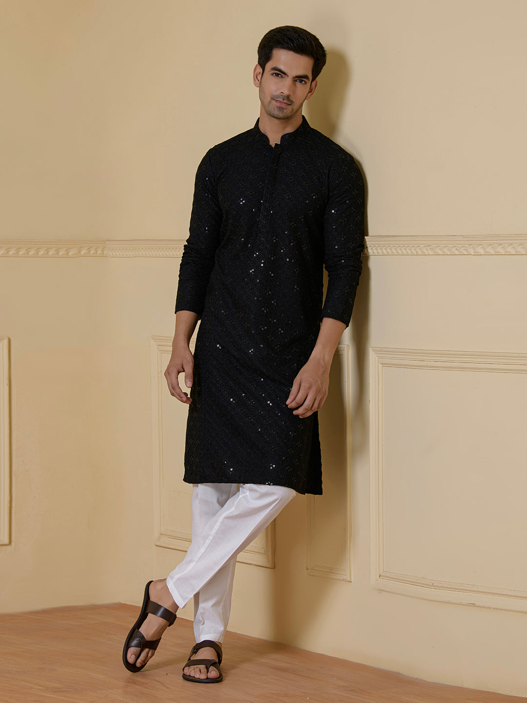Midnight Black Chikankari Men’s Kurta