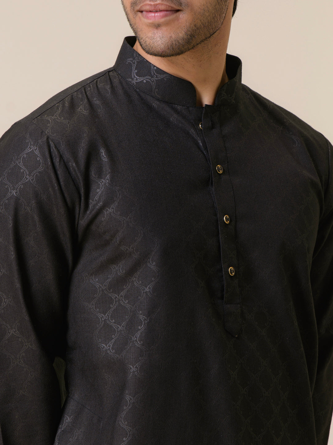 Midnight Black Men's Kurta