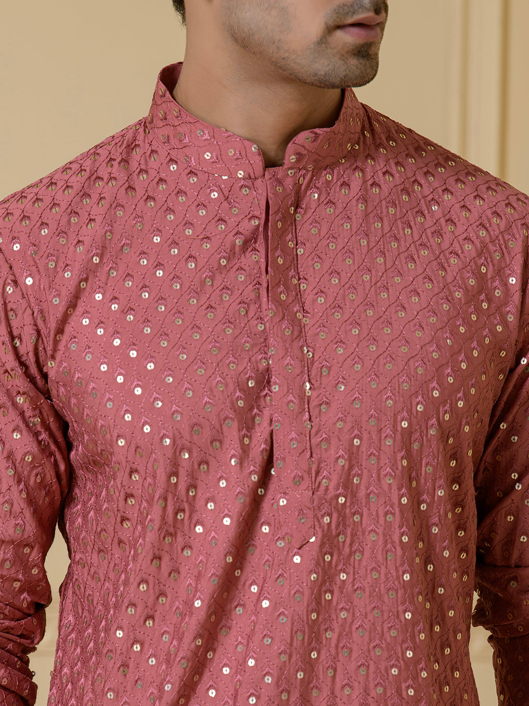 Opulent Blush Sequined Men's Kurta