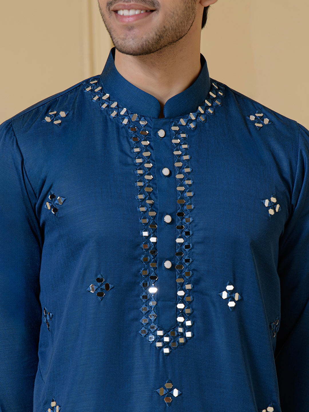 Azure Elegance Mirrored Men's Kurta