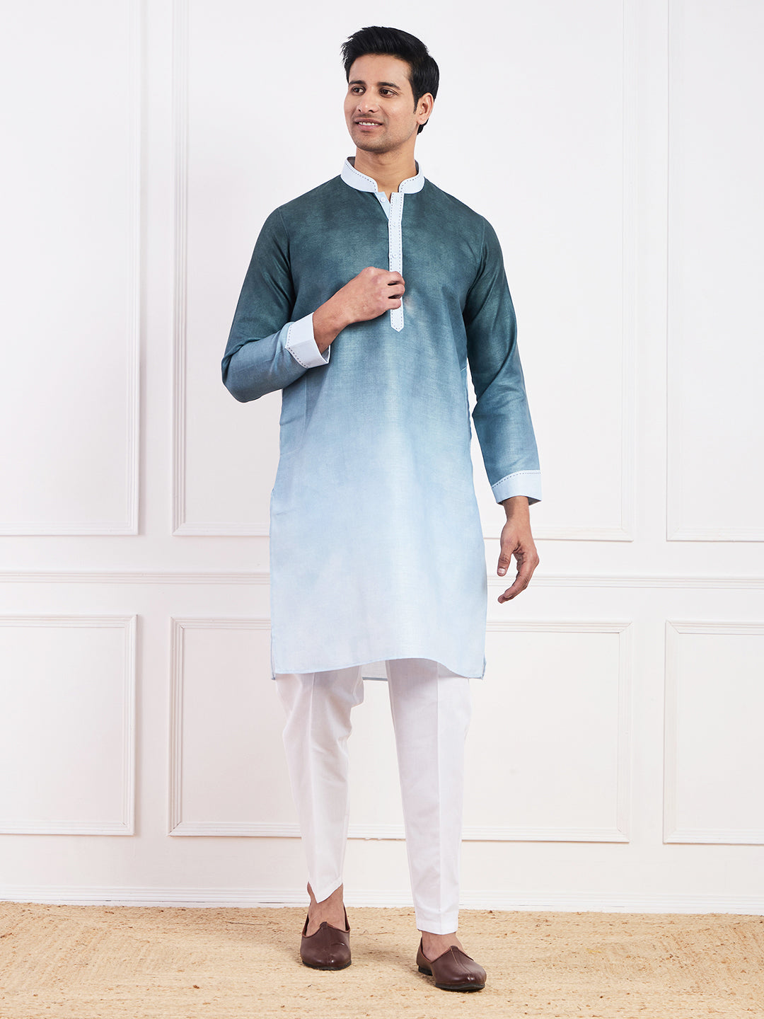 Dark Green Ombre Men's Kurta