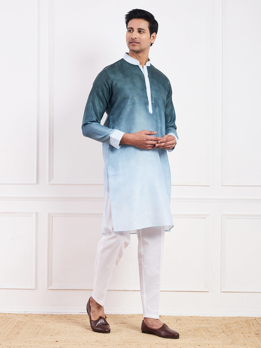 Dark Green Ombre Men's Kurta