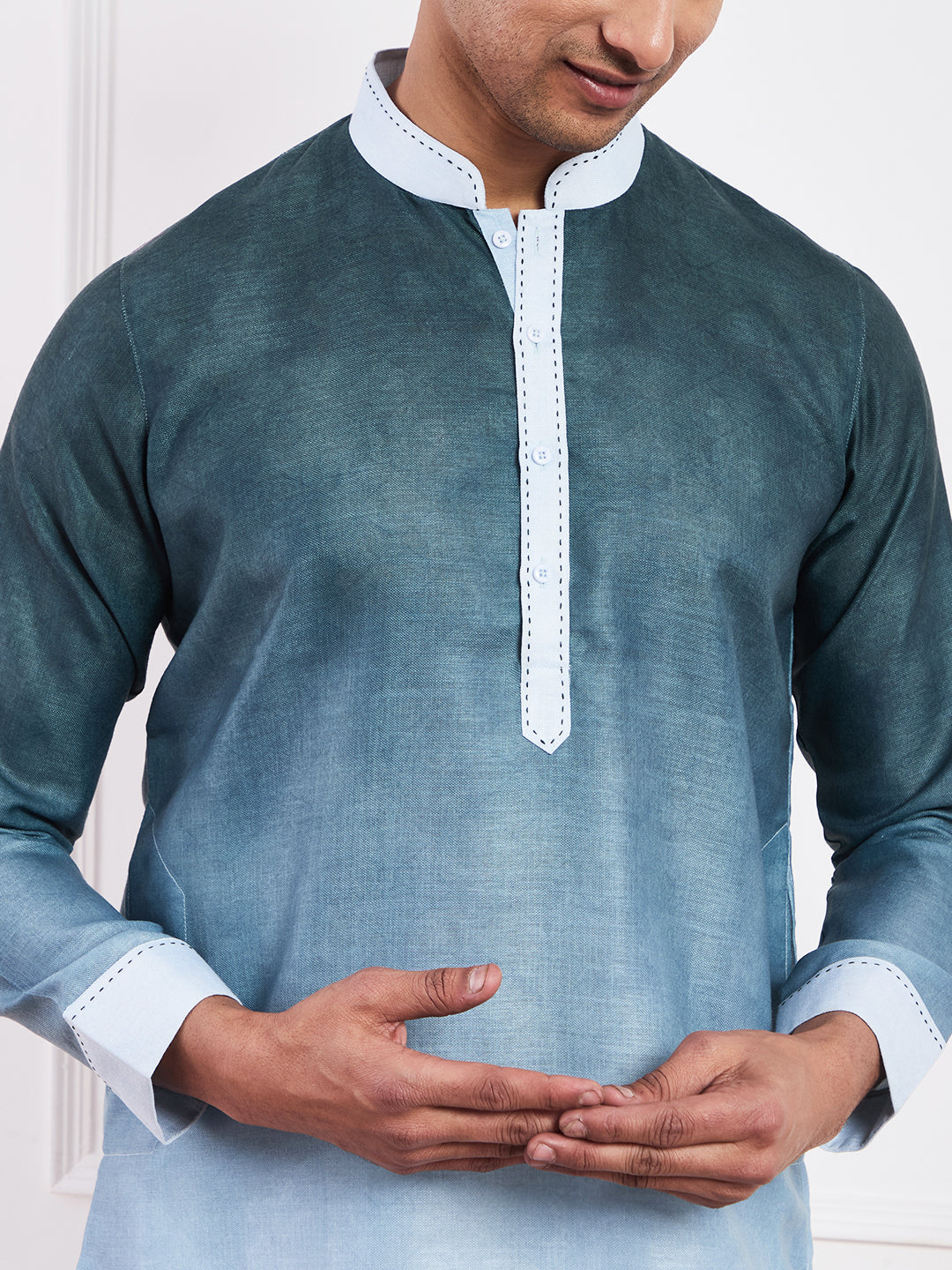 Dark Green Ombre Men's Kurta