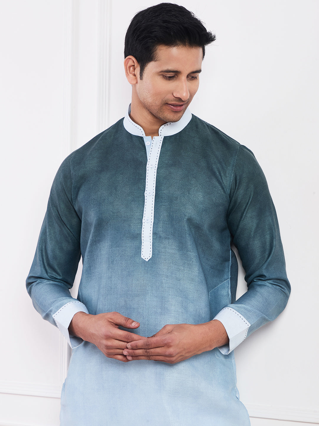 Dark Green Ombre Men's Kurta