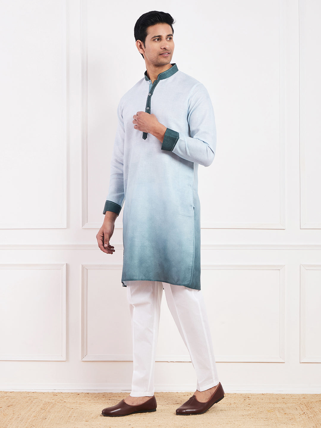 Light Green Ombre Men's Kurta