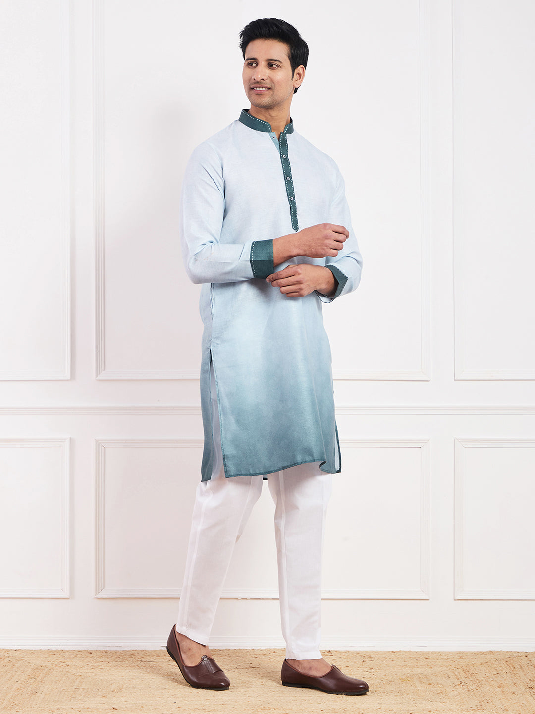 Light Green Ombre Men's Kurta