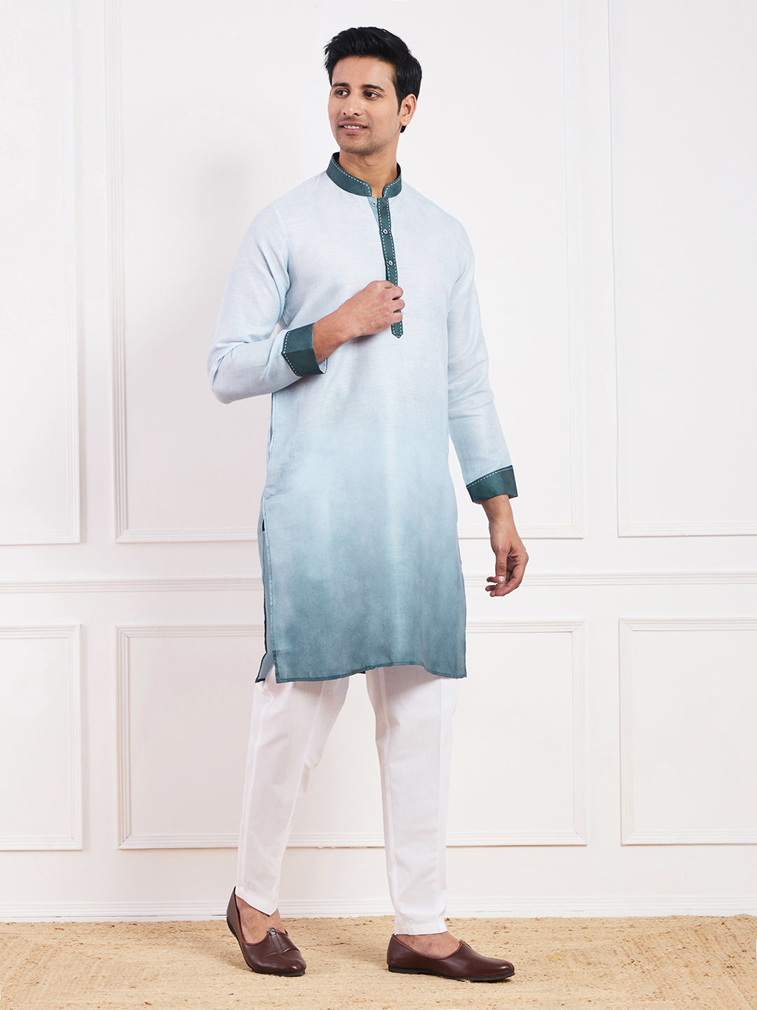 Light Green Ombre Men's Kurta