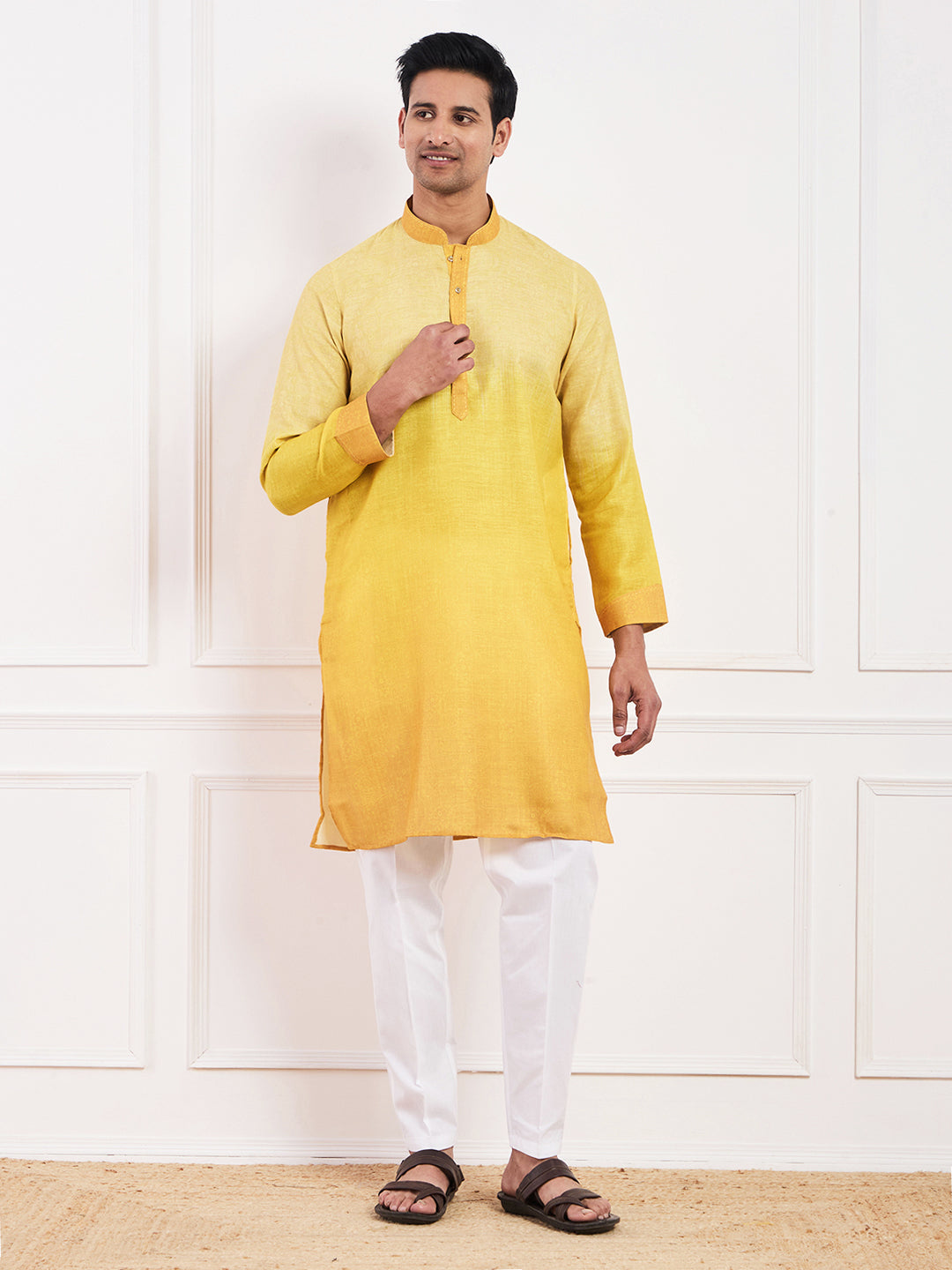 Light Yellow Ombre Men's Kurta