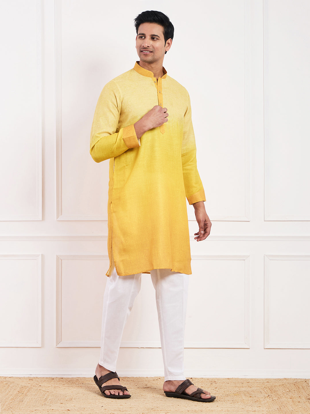 Light Yellow Ombre Men's Kurta