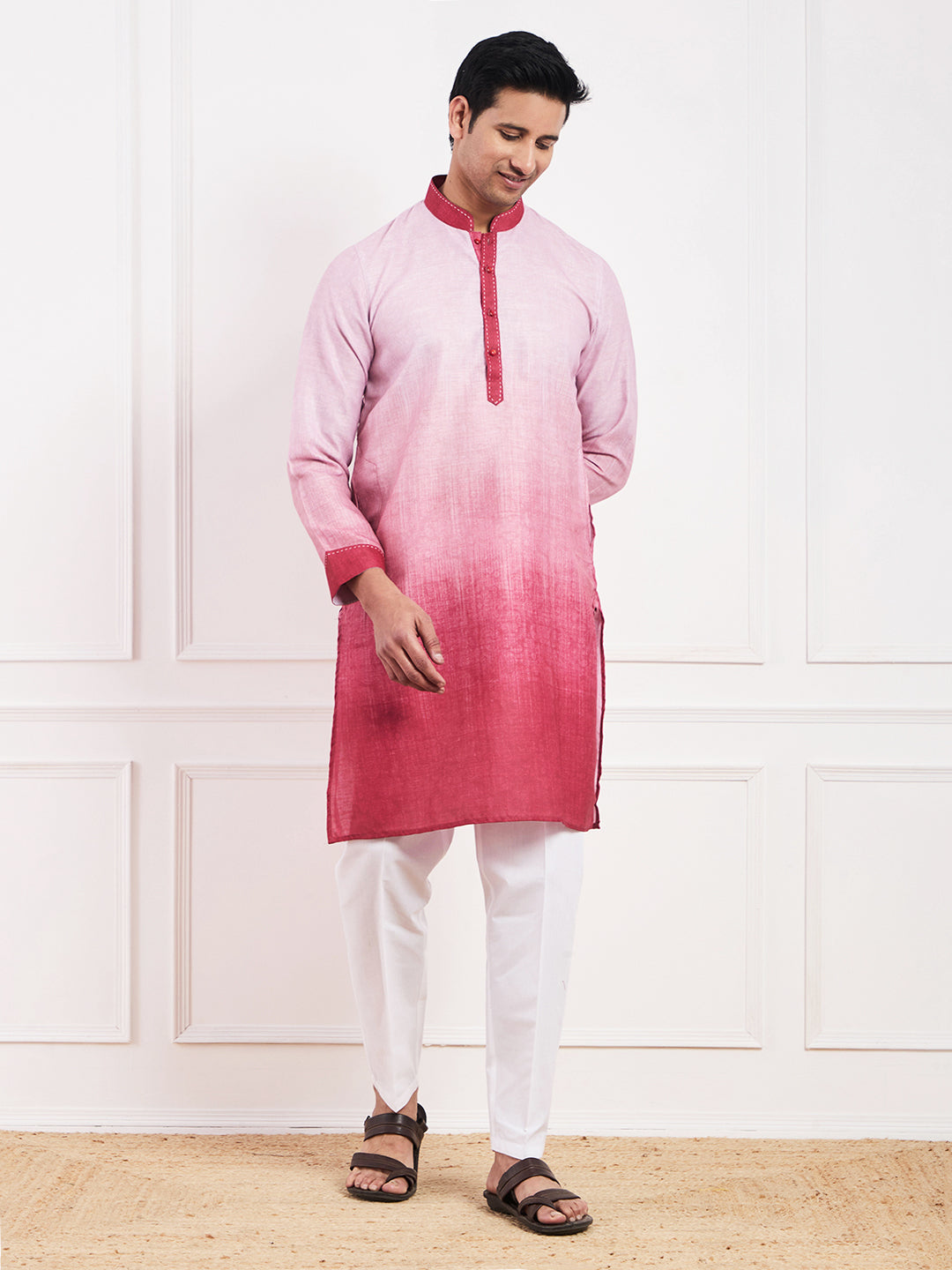 Light Red Ombre Men's Kurta