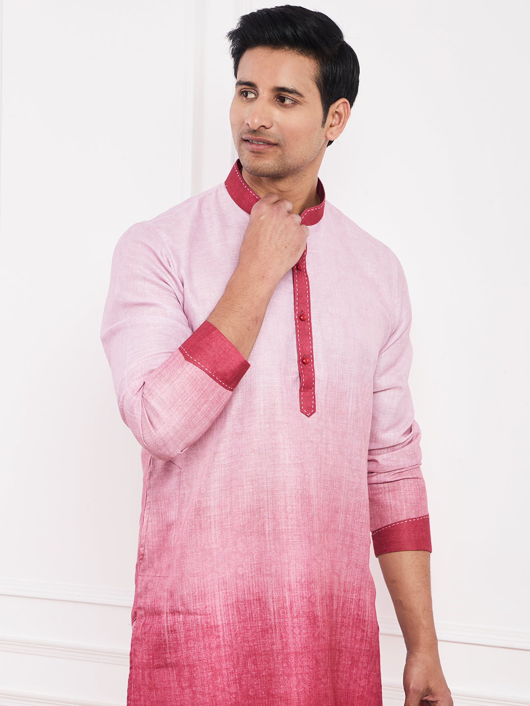 Light Red Ombre Men's Kurta