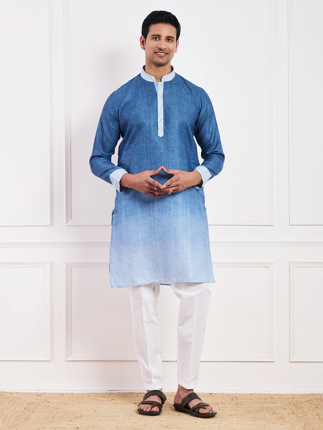 Dark Blue Ombre Men's Kurta