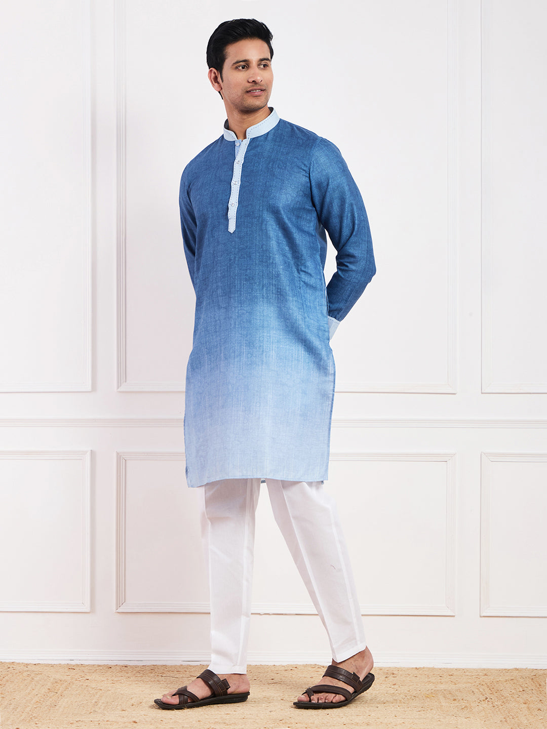 Dark Blue Ombre Men's Kurta